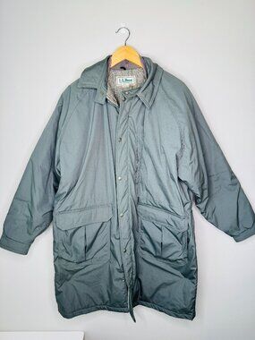 L.L. Bean Full Zip Stadium Parka Vintage Mens XL Wool Liner Grey 2595 Made in US